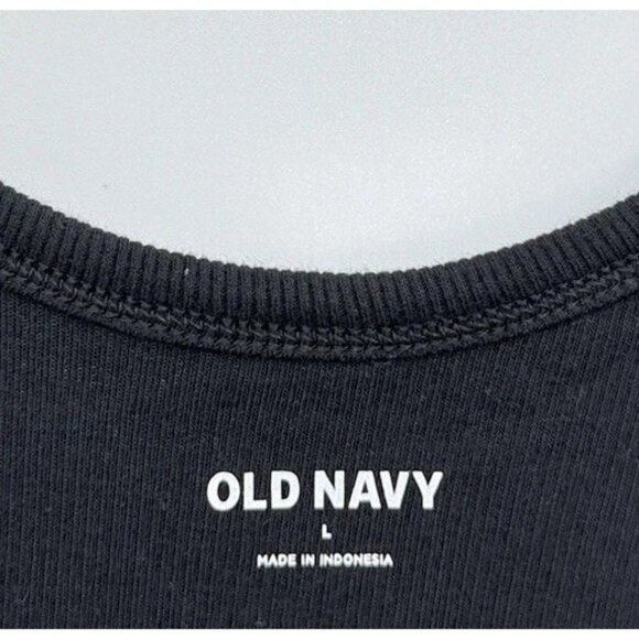 NWT Old Navy‎ Black Ruffle Sleeveless V-Neck Ribbed Stretch Top Sz L Boho - Picture 5 of 9